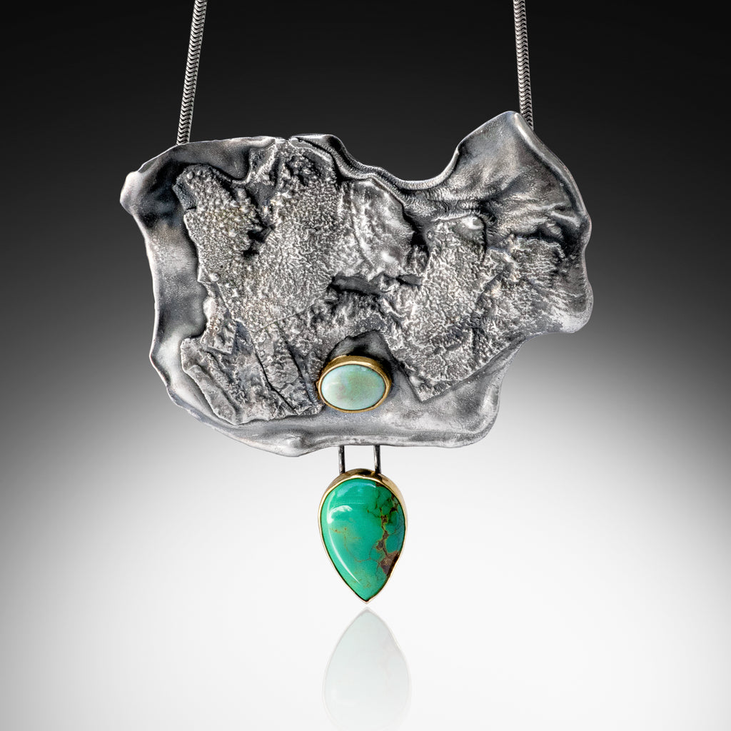 Earthscapes Pendant with Turquoise and Jade