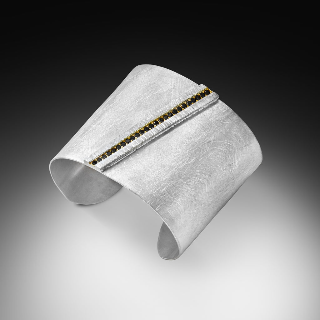 Madison Cuff Bracelet with Black Diamonds and 18K Gold